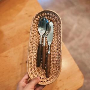黎太の家 丹麦设计柚木手柄刀叉勺304拉丝不锈钢餐具西餐牛排刀叉