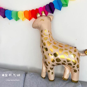 韩国ins风大号长颈鹿大象粉豹可爱卡通铝膜气球儿童周岁百天装饰