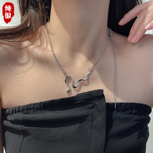 S925纯银蛇形项链女小众设计感ins冷淡风个性时尚独特轻奢锁骨链