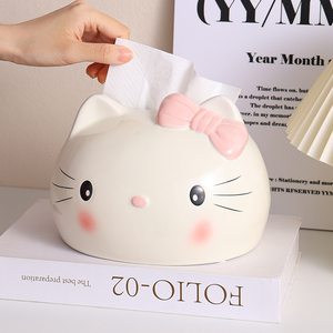 可爱猫猫纸巾盒创意家用陶瓷纸抽盒装饰品礼物摆件客厅茶几抽纸盒