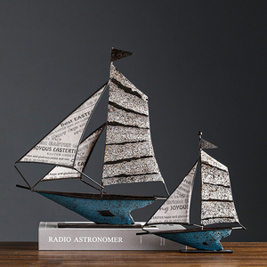 欧式创意复古帆船摆件铁艺模型家居客厅书房酒柜电视柜装饰品礼物