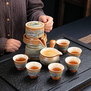 复古雪景懒人自动茶具套装防烫旋转出水陶瓷功夫茶具茶壶茶杯茶海