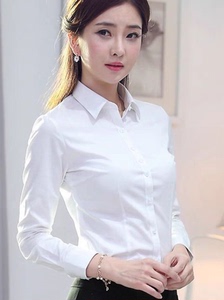 G2000白衬衫修身长袖短袖职业装大码工作服正装白色蓝色白衬衣女