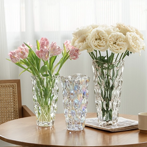 欧式轻奢花瓶摆件水培干花鲜花插花花器水晶玻璃大家居装饰高级感