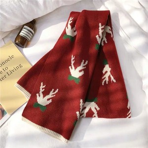 圣诞节礼物雪花小鹿红色鹿角围巾女冬季2023新款圣诞配色氛围围脖