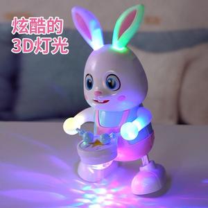 晚上发光的玩具婴儿儿童仿真电动打鼓兔子唱歌跳舞兔机器人宝宝早