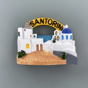 希腊爱琴海圣托里尼旅游纪念磁性冰箱贴伴手礼树脂彩绘装饰工艺品