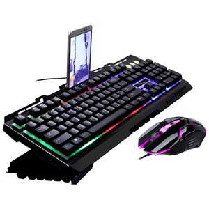 追光豹G700 有线USB笔记本键盘 金属面板 悬浮键帽 发光 背光键盘