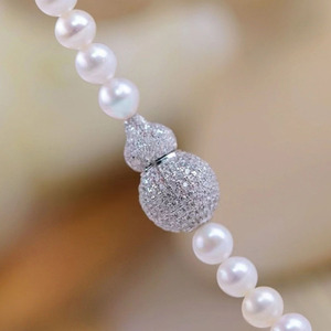 珍珠配件银色葫芦手链串珠扣单排DIY珍珠百搭通用项链扣头配件女
