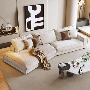 意式极简风沙发布达佩斯大小户型磨砂布北欧现代客厅转角异形沙发