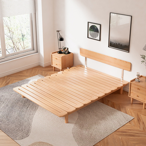 全实木床现代简约榉木1.2米单人床可定制床架北欧1.8米卧室双人床