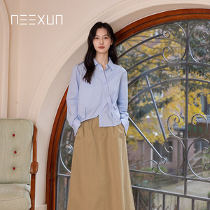 Neexun奈寻“文艺风信子”衬衫女不规则设计感衬衣韩版休闲上衣