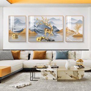 客厅装饰画沙发背景墙壁画现代简约晶瓷挂画高档北欧大气轻奢墙画