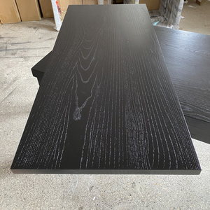 碳化木板桌面骏马黑几何桌储物柜家具白蜡木板桌板黑色实木板定制