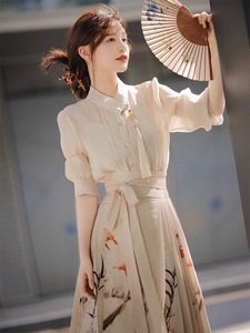 新中式国风小个子改良汉服混搭半身长裙马面裙女2024早春新款套装
