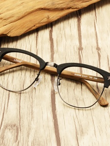 复古眼镜框男潮个性大脸超轻半框木质九十眼镜架圆框配近视眼镜女