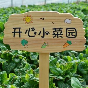 户外花园菜园插地木牌定制刻字标语装饰幼儿园种植欢迎提示警示牌