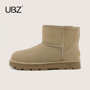 正品UBZ 防水雪地靴男短筒2023新款冬季保暖加绒户外防滑东北加厚