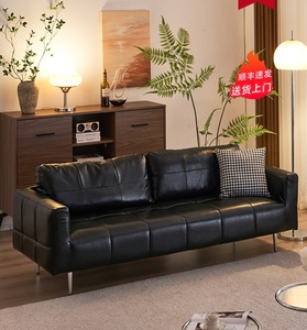 美式真皮沙发小户型客厅整装组合简欧式复古家具双三人位皮艺沙发