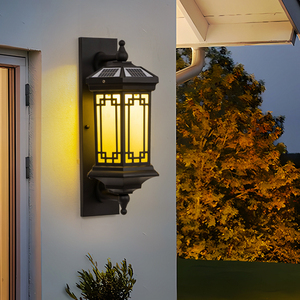 户外壁灯防水太阳能庭院灯室外中式超亮外墙灯花园别墅阳台门柱灯