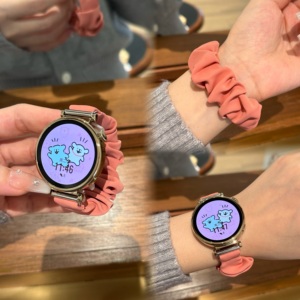 夏日新款橘粉色适用华为GT4手表表带GT3/4Pro弹力布纹发圈gt2运动透气gt1少女心高级感watch4pro智能腕带