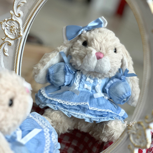 jellycat兔兔甜美小兔1315cm衣服可爱连衣裙子蝴蝶配饰蓝色公主裙