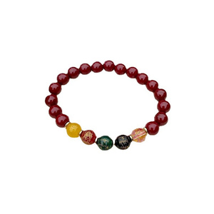 Five-Way God of Wealth Cinnabar Bracelet Natural Color