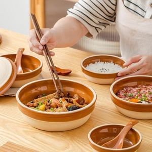 老式粗碗复古土碗商用陶瓷碗个人专用大容量蒸饭碗老式农家粗陶碗