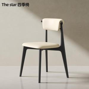 实木餐椅现代简约日式家用靠背椅书桌椅北欧布艺软包设计师羊角椅