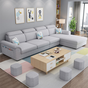 北欧布艺沙发小户型客厅整装现代简约新款贵妃乳胶科技布沙发组合