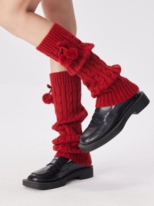 新年红色长筒腿套时髦针织袜套y2k辣妹搭雪地靴及膝堆堆袜女高筒