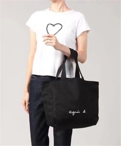 日本潮牌新款agnes b爆款大容量简约帆布包单肩购物休闲男女手提