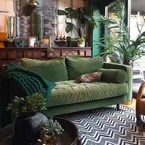法式复古沙发小户型欧美风丝绒客厅布艺双三人沙发便宜民宿橄榄绿