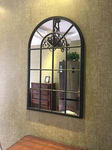 美式乡村复古铁艺假窗户欧式镜子壁挂窗镜墙饰餐厅户外民宿装饰