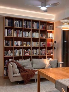 北欧全实木落地书架日式樱桃木组合书柜现代简约可定制满墙书架