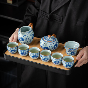 茶具套装2024新款青花瓷家用泡茶器轻奢高档汝窑功夫茶杯茶壶盖碗