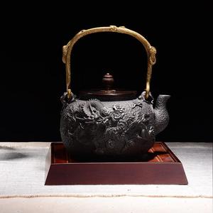 金龟堂龙凤呈祥铸铁壶日本老铁壶生铁壶无涂层烧水壶煮茶壶茶具