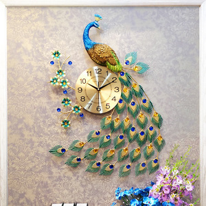 德国工艺lianzhuang欧式孔雀挂钟客厅钟表创意现代装饰时钟壁挂表