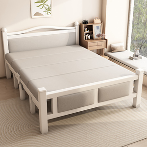 折叠床单人床简易家用午休1米5双人床主卧成人租房小床铁艺硬板床