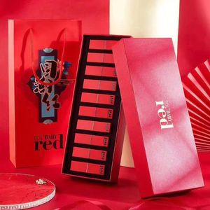 TDL 芭莎红口红十色套装礼盒中国风复古不易掉色保湿防水提升气色