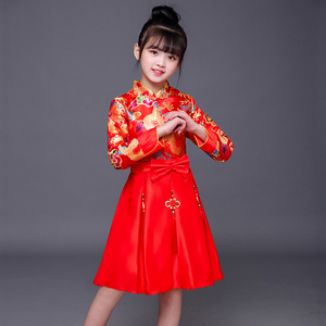 过年喜庆宝宝唐装女童中国风儿童新年衣服男女中式花童礼服秀禾服