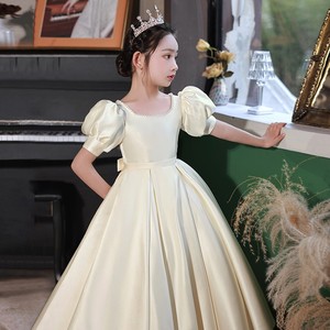 儿童礼服缎面女童生日宴公主裙高端洋气主持小提琴钢琴演奏演出服