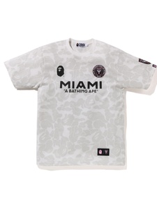 猿人头新款APE短袖 X MIAMI迈阿密国际联名运动迷彩刺绣T恤男女