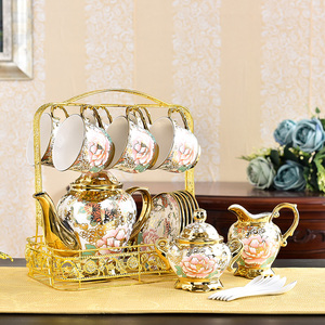 爱马仕适用宫廷风咖啡杯套装6件套下午茶茶具欧式小奢华家用陶瓷