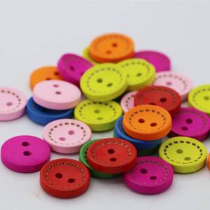 CS-109 Wholesale Round Colored Dashed Wooden Button Wooden B