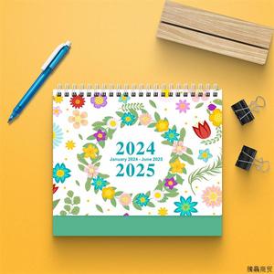 2024年英语创意简约台历18个月365日倒计时每月规划跨境记事日历