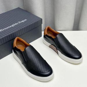 法国直邮ZEGNA/杰尼亚24 Couture男士透气板鞋真皮编织套脚乐福鞋