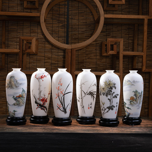 省级大师刘正忠亲手绘画梅兰竹菊山水风景客厅办公大花瓶收藏摆件