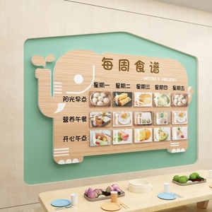 防水小饭桌装饰菜谱文化墙餐厅公告栏幼儿园食谱展示板墙贴墙面