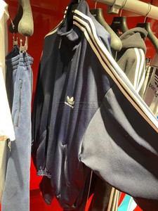 Balenciaga/巴黎世家 联名 adidas 三叶草 深蓝色 拉链夹克外套